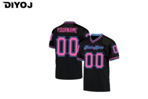 Custom Black Pink-Powder Blue Mesh Authentic Throwback Football Jersey